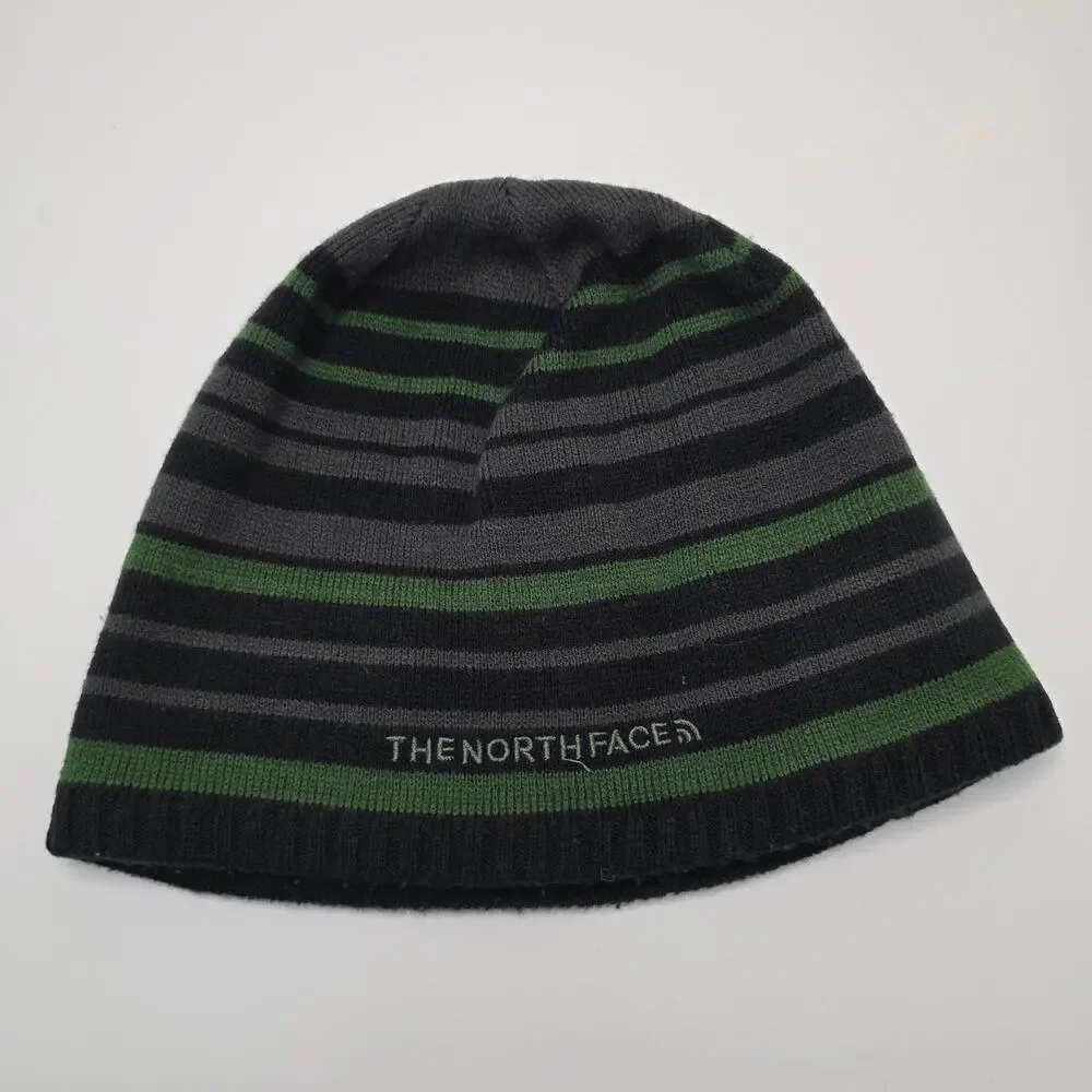 Adidas Originals Knit Beanie Navy OSFA + The North Face Striped Youth Beanie Set